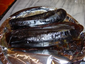 The grilled aubergines