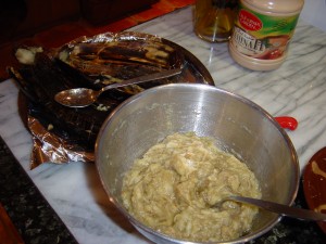 The mashed aubergines