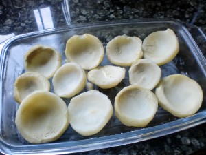Part boiled Artichoke Hearts ready for stuffing